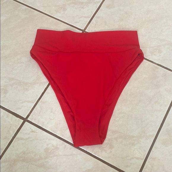 BNWOT Aerie High Rise Swim Bottoms Size Small Red - Picture 2 of 4